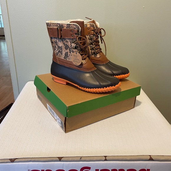 JBU Brown Python and Coral Women's Boots - Picture 2 of 10